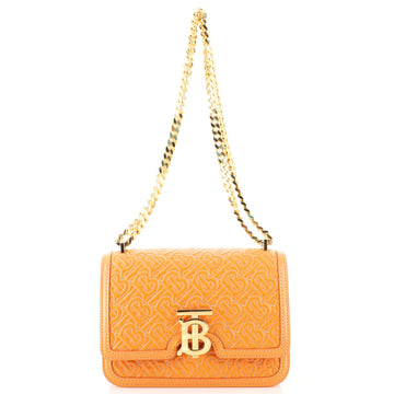 Burberry TB Flap Chain Bag Monogram Quilted Leather Small