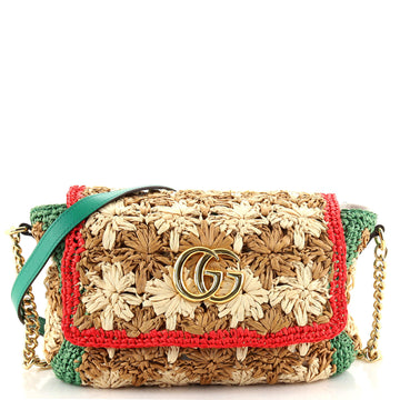 Gucci GG Marmont Flap Bag Raffia Small