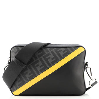 FENDI ボディバッグ 黒/グレー/黄色 Fendi Camera Case Bag Zucca Coated Canvas and Leather Small Black
