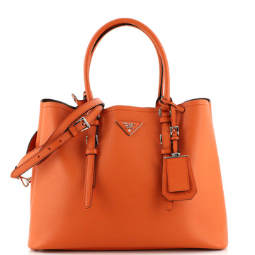 Prada Belted Strap Cuir Double Tote Saffiano Leather Medium