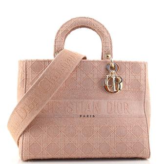 Christian Dior Lady D-Lite Bag Cannage Embroidered Canvas Large