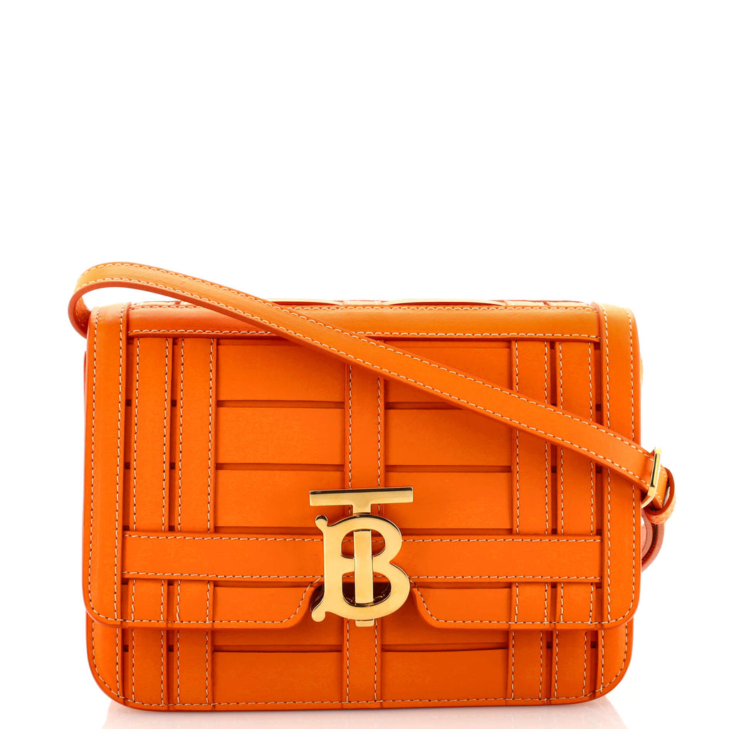 Burberry TB Flap Bag Woven Leather Small 154038