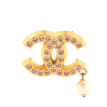 Chanel Dangling Pearl CC Brooch Metal with Crystals and Faux Pearl
