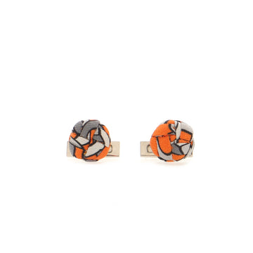 Hermes Knot Cufflinks Silk and Metal