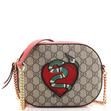 Gucci Chain Crossbody Bag Embroidered GG Coated Canvas Mini