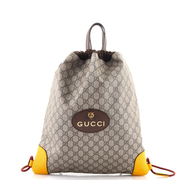 Gucci Neo Vintage Drawstring Backpack GG Coated Canvas Large