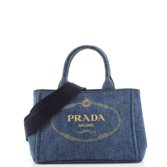 Prada Canapa Convertible Tote Denim Mini