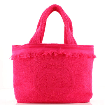 Chanel CC Beach Tote Fringe Terry Cloth Large
