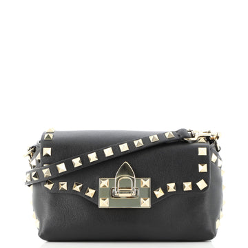 Valentino Rockstud Flip Lock Flap Bag Leather Micro