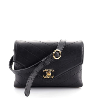Chanel Coco Chevron Waist Bag Stitched Calfskin