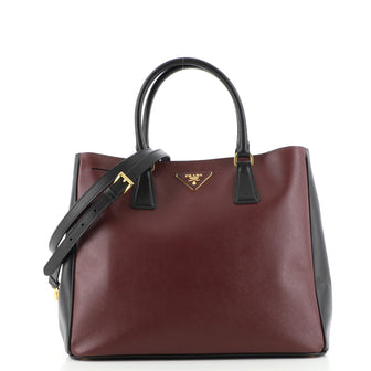 Prada Bicolor Lux Convertible Open Tote Saffiano Leather Medium