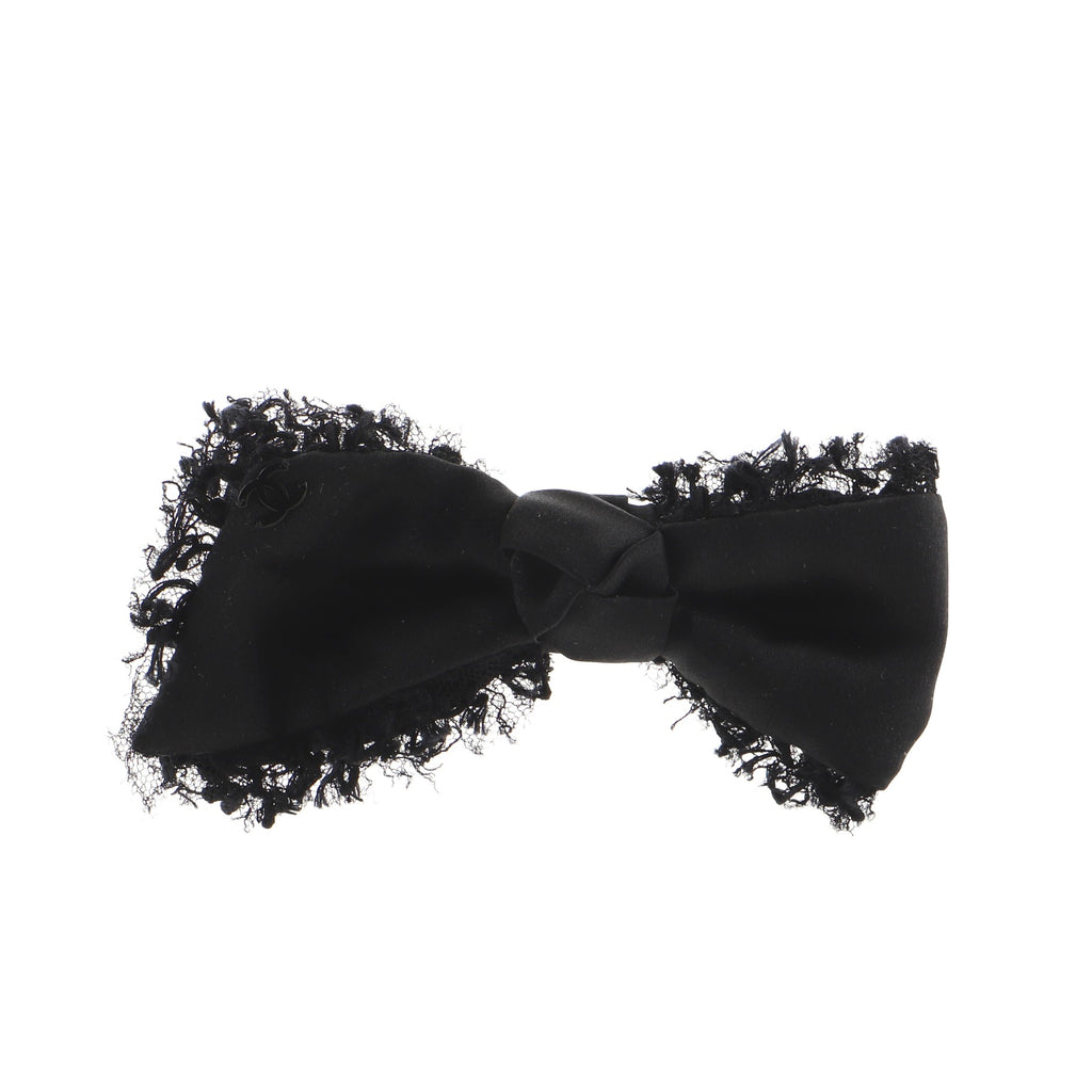 Chanel Bow Brooch Satin and Lace Black 154038389