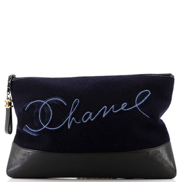 Chanel Gabrielle O Case Clutch Quilted Felt and Calfskin Large