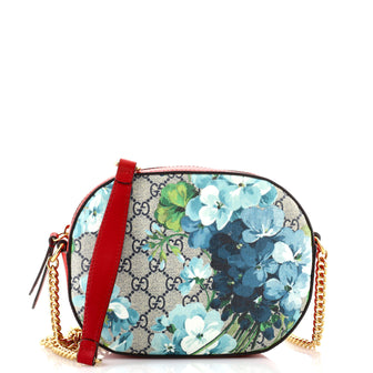 Gucci Chain Crossbody Bag Blooms Print GG Coated Canvas Mini