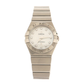 Omega Constellation Quartz Watch Stainless Steel with Diamond Markers and Mother of Pearl 28