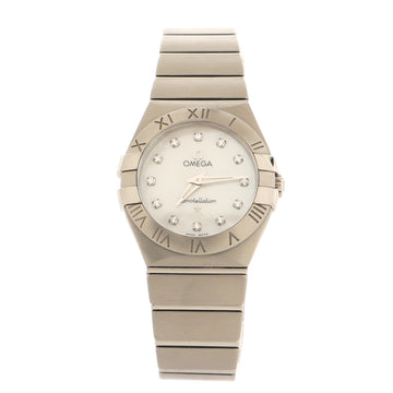 Omega Constellation Quartz Watch Stainless Steel with Diamond Markers and Mother of Pearl 28
