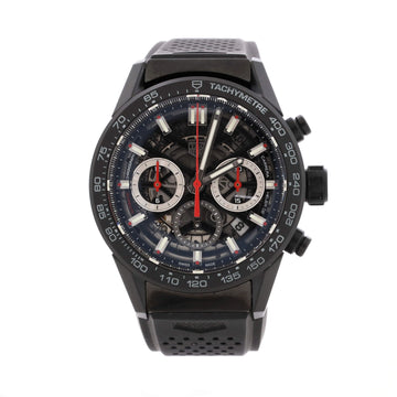 Carrera Calibre Heuer 02 Skeleton Chronograph Automatic Watch Ceramic and Rubber 43