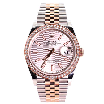 Oyster Perpetual Datejust Automatic Watch Stainless Steel and Rose Gold with Diamond Bezel 36