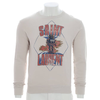 Saint Laurent Men's Graphic Crewneck Sweater Printed Cotton