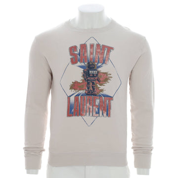 Saint Laurent Men's Graphic Crewneck Sweater Printed Cotton
