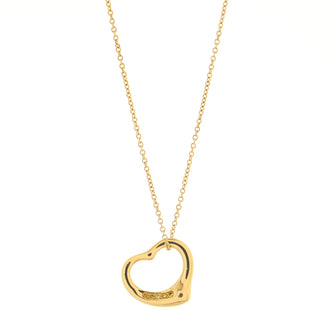 Tiffany & Co. Elsa Peretti Open Heart Pendant Necklace 18K Yellow Gold with Yellow Diamonds 16mm