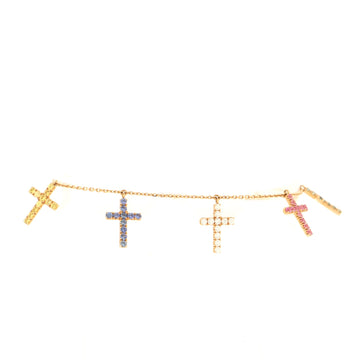 Cartier Cross Symbols 7 Charms Bracelet 18K Rose Gold with Diamonds and Fancy Colored Sapphires