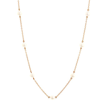 Mikimoto Pearl Station Necklace 18K Yellow Gold with Cultured Pearls
