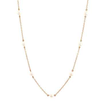 Mikimoto Pearl Station Necklace 18K Yellow Gold with Cultured Pearls