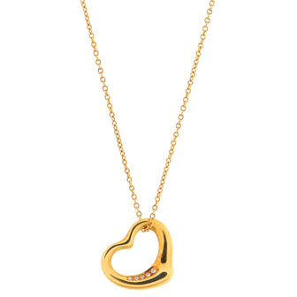 Tiffany & Co. Elsa Peretti Open Heart Pendant Necklace 18K Yellow Gold and Diamonds 16mm