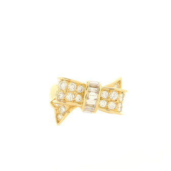 Tiffany & Co. Vintage Bow Ring 18K Yellow Gold with Diamonds