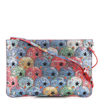 Christian Louboutin Loubiposh Clutch Spiked Glitter Canvas