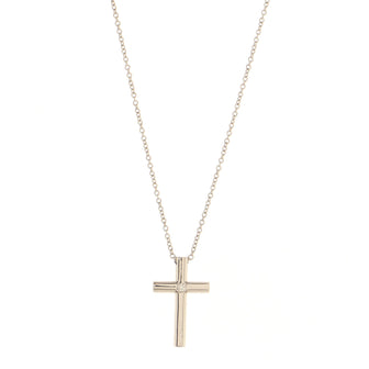 Tiffany & Co. Cross Pendant Necklace 18K White Gold with Diamond