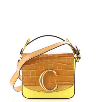 Chloe C Flap Bag Crocodile Embossed Leather Mini