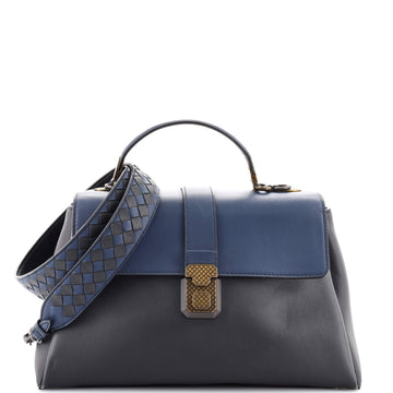 Bottega Veneta Piazza Top Handle Bag Leather with Intrecciato Detail Medium