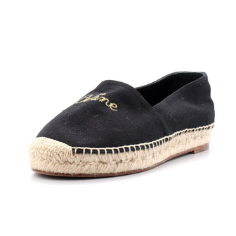 Celine Women's Logo Espadrilles Embroidered Canvas