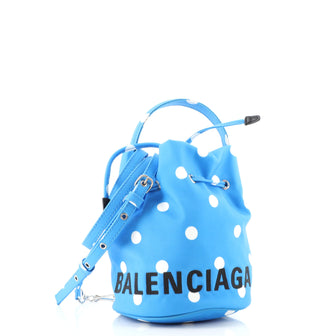 Balenciaga Wheel Drawstring Bucket Bag Printed Nylon XS