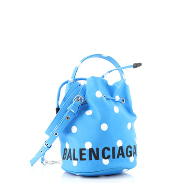 Balenciaga Wheel Drawstring Bucket Bag Printed Nylon XS