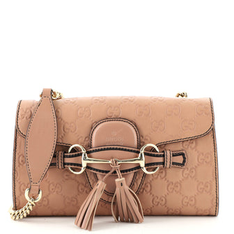 Gucci Emily Chain Flap Shoulder Bag Guccissima Leather Small