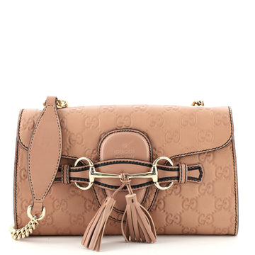 Gucci Emily Chain Flap Shoulder Bag Guccissima Leather Small