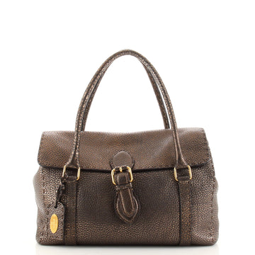 Fendi Selleria Linda Satchel Pebbled Leather Medium