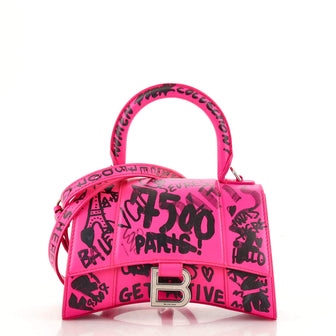 Balenciaga, Bags, Brand New Balenciaga Xs Hourglass Top Handle Pink  Graffiti