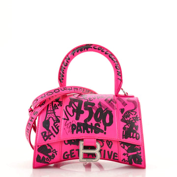 Balenciaga Graffiti Hourglass Top Handle Bag Leather XS