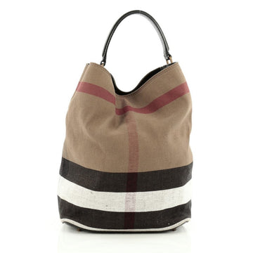 Burberry Ashby Handbag House Check Canvas Medium Brown