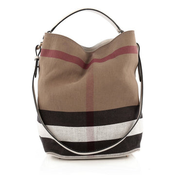 Burberry Ashby Handbag House Check Canvas Medium Brown