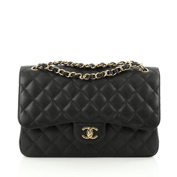Chanel Classic Double Flap Bag Quilted Caviar Jumbo Black