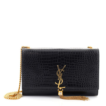 Saint Laurent Classic Monogram Tassel Crossbody Bag Crocodile Embossed Leather Medium