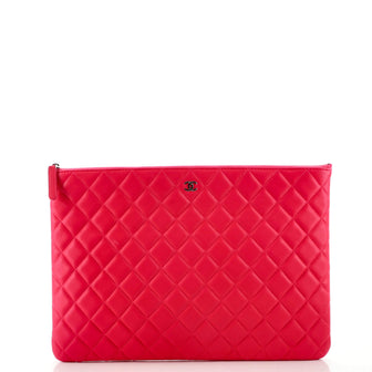 Chanel O Case Clutch Quilted Lambskin Large