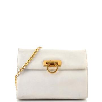 Salvatore Ferragamo Vintage Gancini Lock Chain Flap Bag Leather Medium