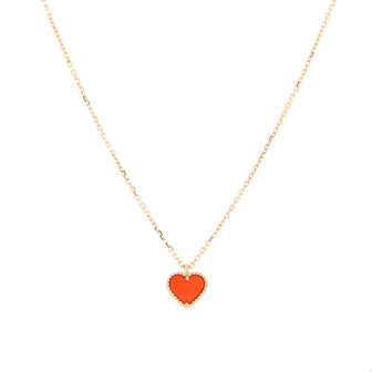 Van Cleef & Arpels Sweet Alhambra Heart Pendant Necklace 18K Rose Gold and Carnelian