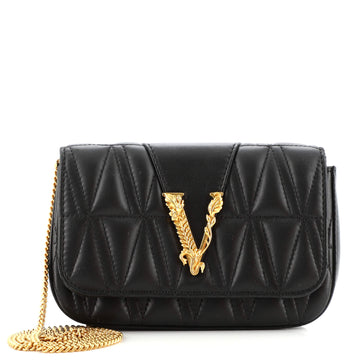 Versace Virtus Clutch on Chain Quilted Leather